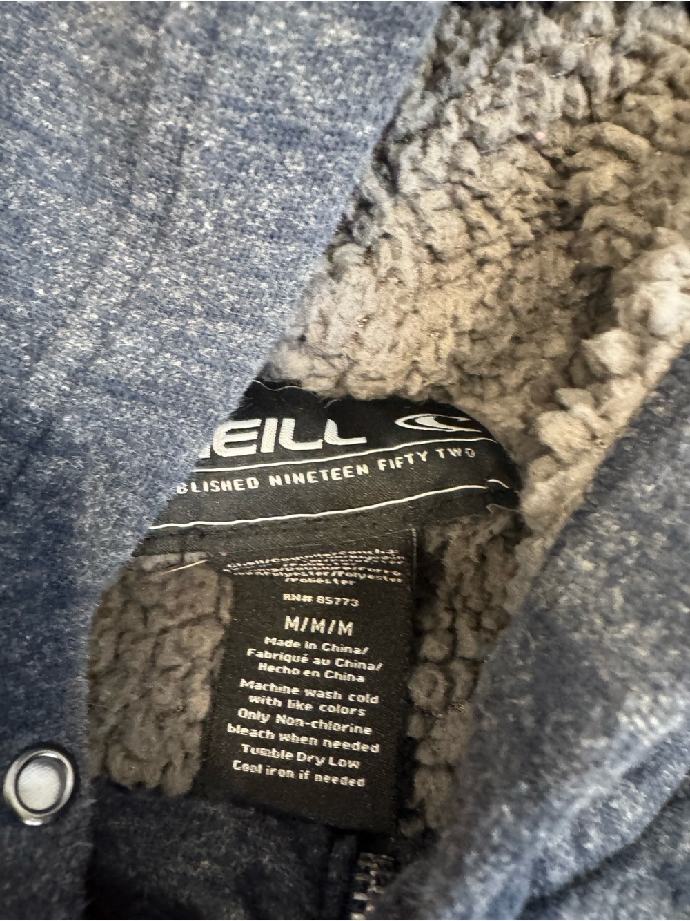O'Neill Navy Blue Sherpa-Lined Hoodie Jacket CB - Picture 2 of 4